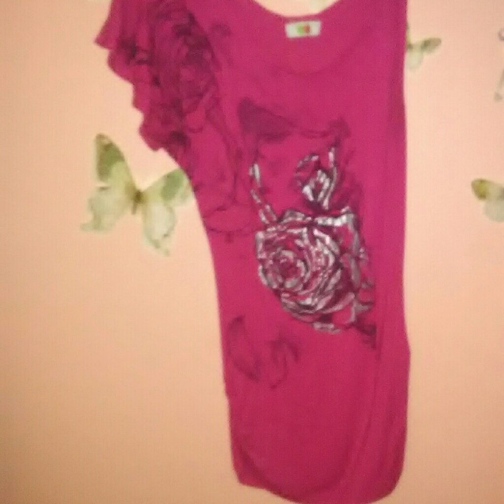 COPY - Fuchsia One Shoulder T shirt